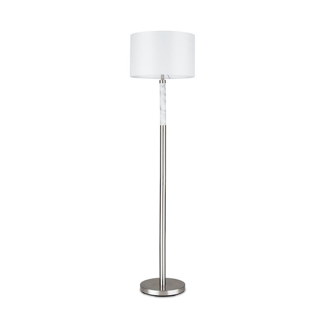 Allen + Roth Floor Lamp With Marble Accent – 62 In – Metal/linen – Brushed  Nickel/white Gs F00885bn | Rona In 62 Inch Floor Lamps (Gallery 20 of 20)