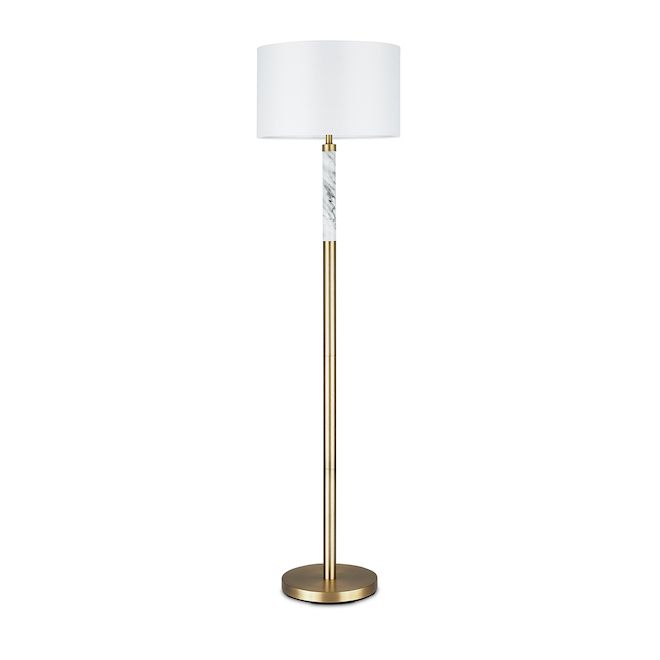 Allen + Roth Project Source Floor Lamp With Marble Accent – 62 In – Metal –  Antique Brass Gs F00885ab | Rona Inside 59 Inch Floor Lamps (View 18 of 20)