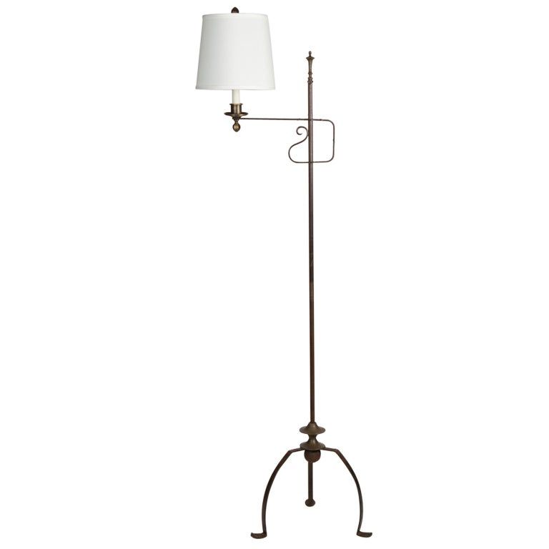 An Adjustable Height Wrought Iron Floor Lamp At 1stdibs Regarding Adjustable Height Floor Lamps (View 8 of 20)