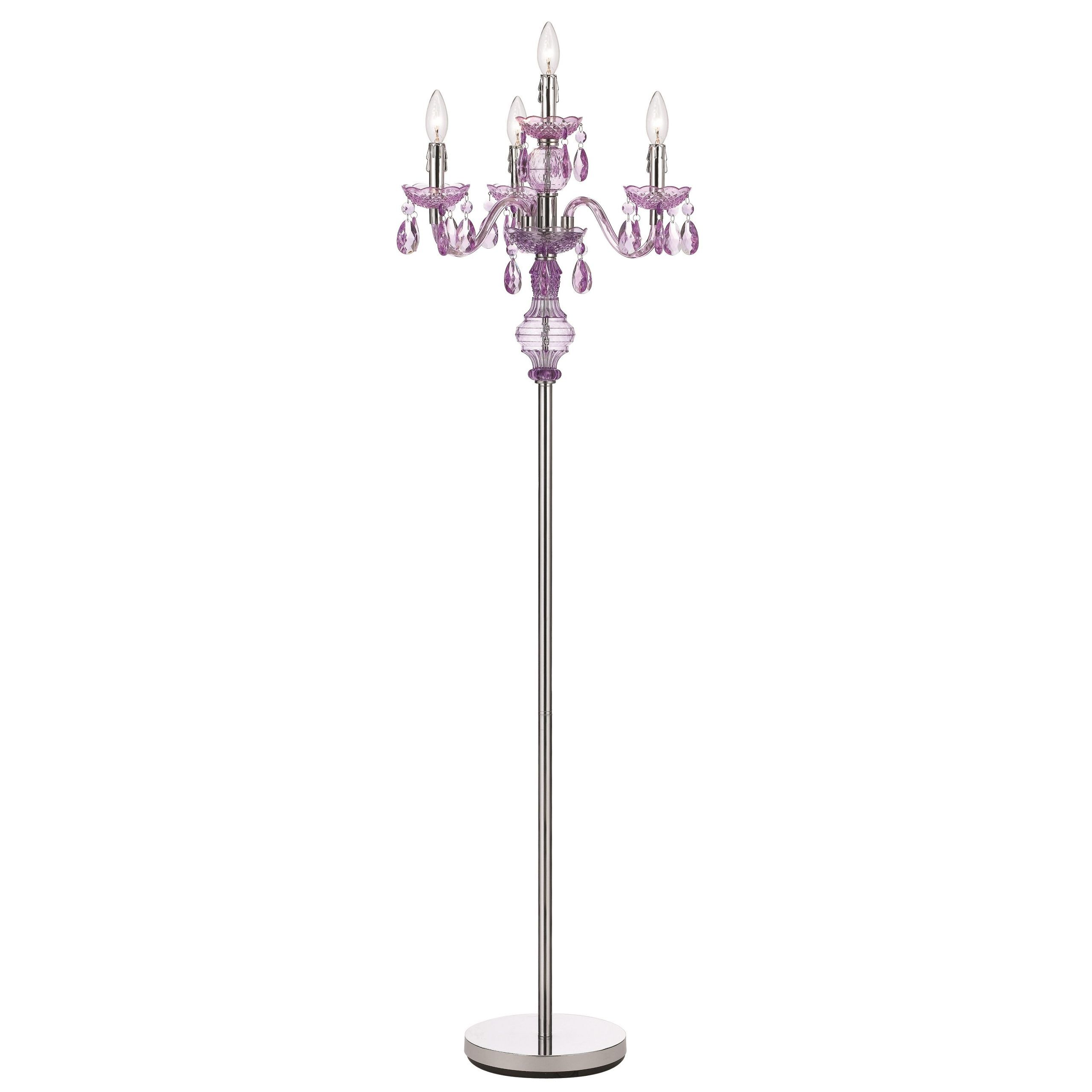 Angelo Home 4 Light Purple Faux Crystal Candelabra Floor Lamp – Overstock –  9681514 Pertaining To Purple Floor Lamps (View 9 of 20)