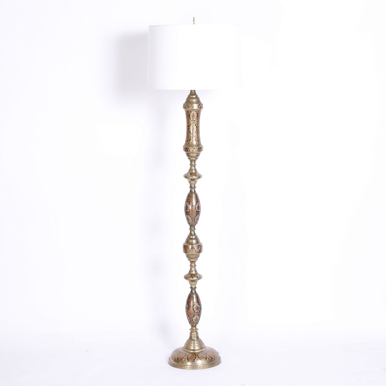 Anglo Indian Brass And Enamel Floor Lamp Regarding Brass Floor Lamps (View 16 of 20)