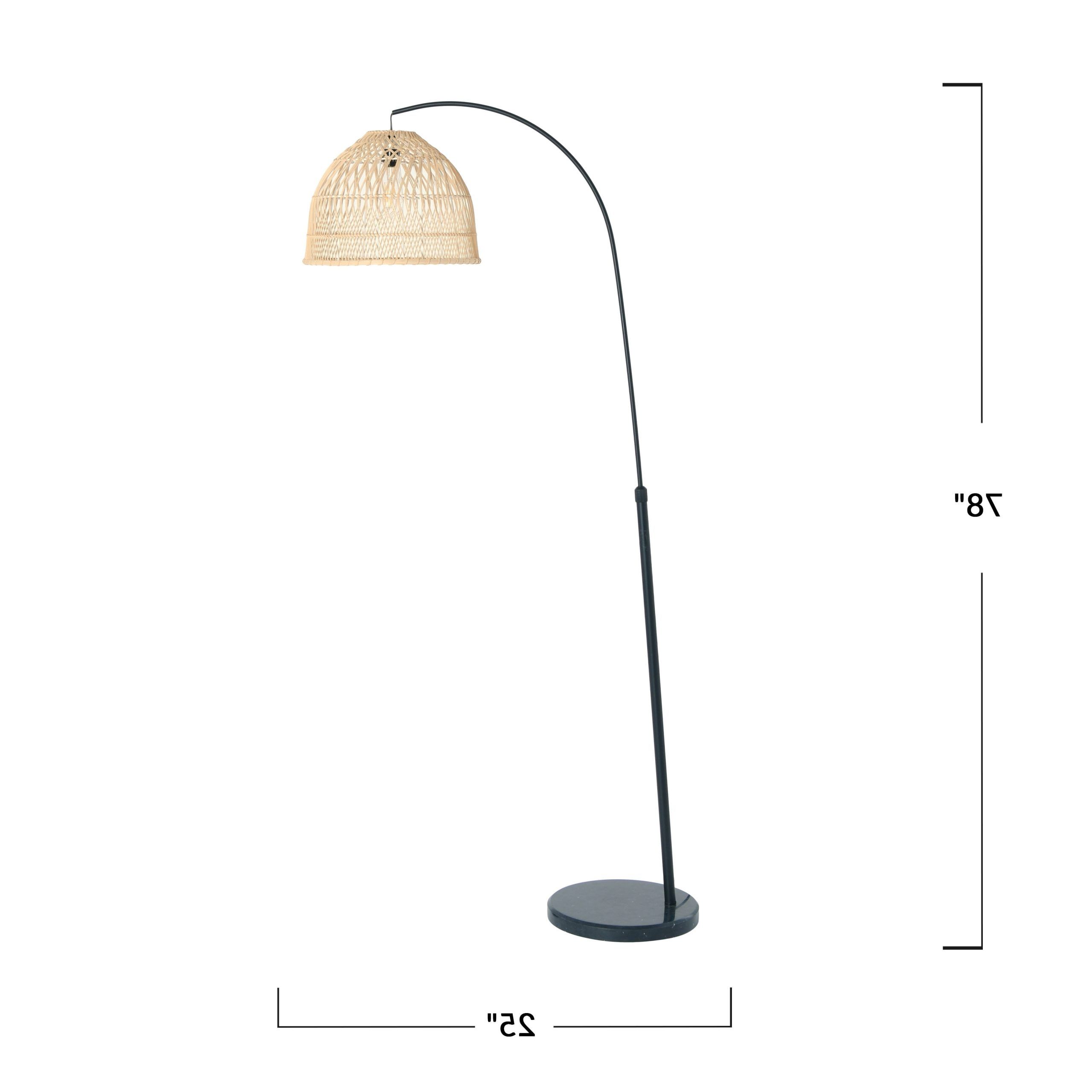 Arched Floor Lamp With Woven Rattan Shade – Overstock – 33638559 Inside Woven Cane Floor Lamps (View 12 of 20)