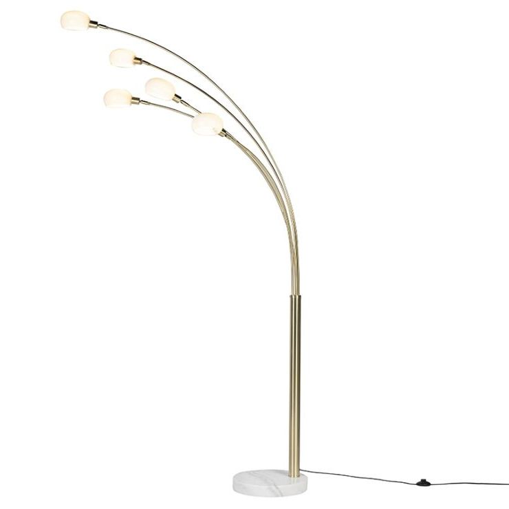 Art Deco Floor Lamp Gold 5 Lamps – Sixties Marmo | Lampandlight Ie For 5 Light Arc Floor Lamps (View 18 of 20)