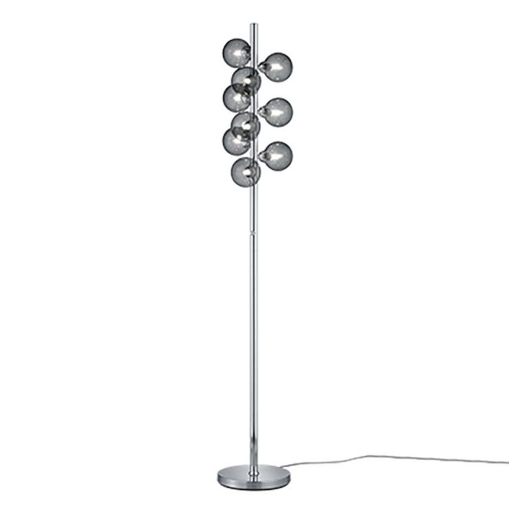 Art Deco Floor Lamp Steel Dimmable With Smoke Glass 9 Light – Fon |  Lampandlight Intended For Smoke Glass Floor Lamps (View 9 of 20)