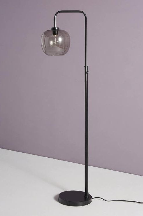 Ashton Curved Smoked Glass Black Floor Lamp With Smoke Glass Floor Lamps (View 7 of 20)