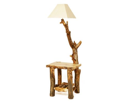 Aspen Floor Lamp End Table – Blue Ridge Log Works With Regard To Beeswax Finish Floor Lamps (View 10 of 20)