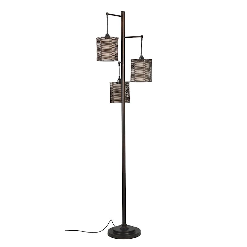 Bronze 3 Light Metal & Natural Floor Lamp, 71" | At Home | The Home Decor &  Holiday Superstore Inside 3 Light Floor Lamps (View 11 of 20)