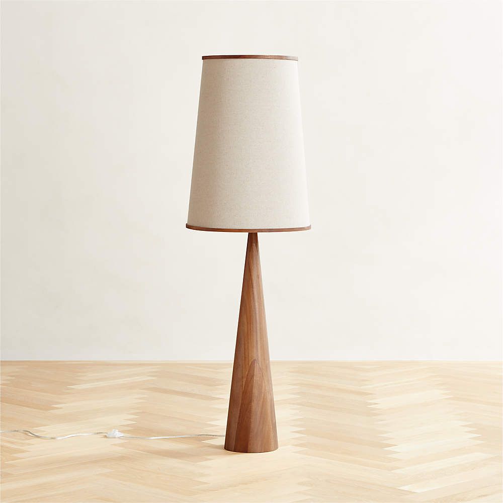 Bruna Walnut Wood And Linen Modern Floor Lamp + Reviews | Cb2 Regarding Brown Floor Lamps (View 15 of 20)