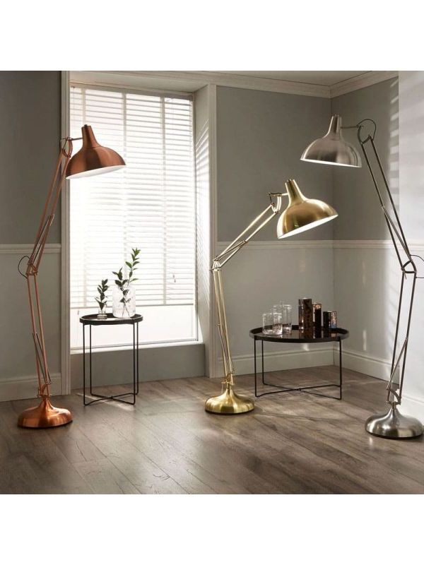 Brushed Copper Metal Task Floor Lamp | Zurleys Regarding Metal Brushed Floor Lamps (Gallery 20 of 20)