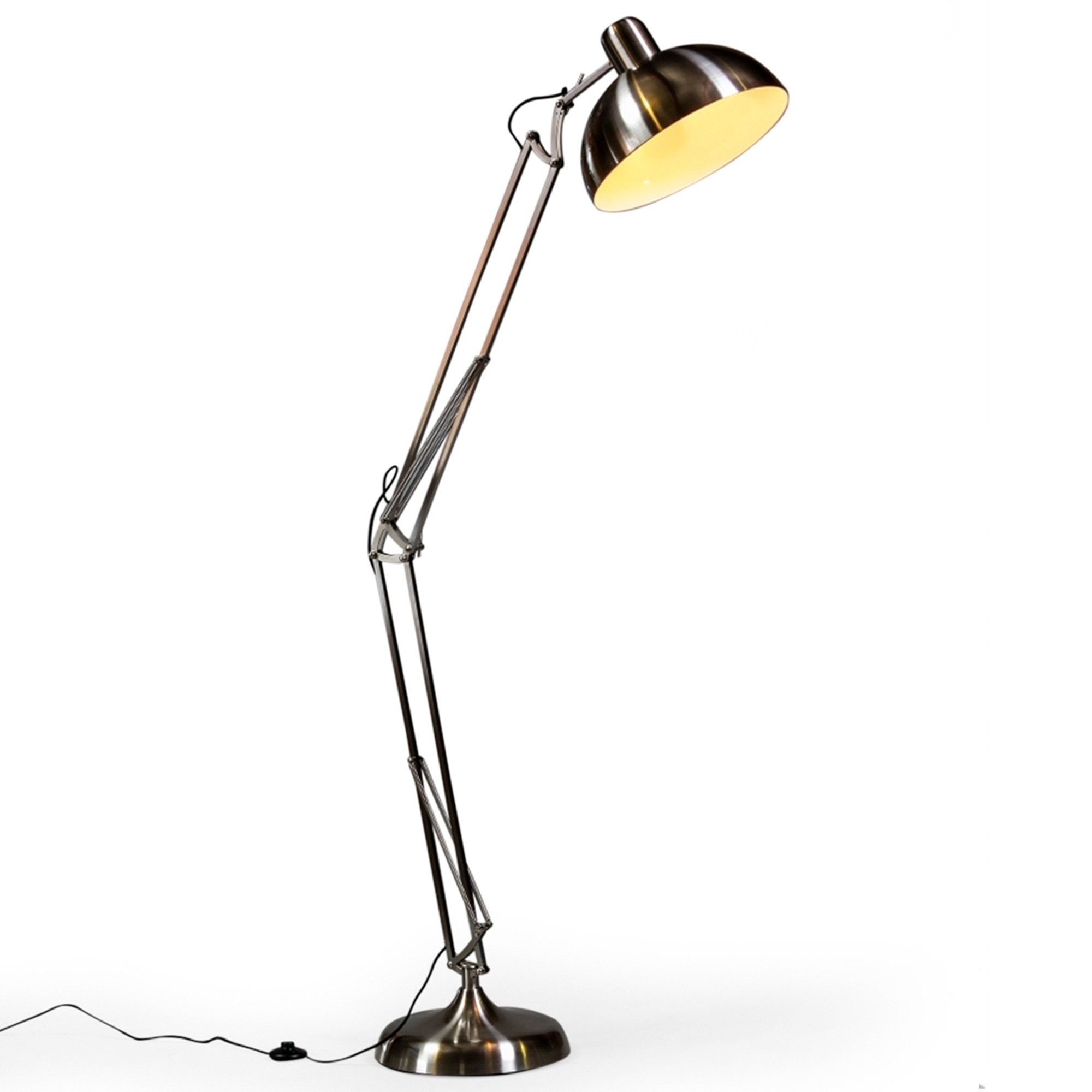 Brushed Steel Extra Large Classic Desk Style Floor Lamp | Floor Lamps Within Metal Brushed Floor Lamps (View 18 of 20)