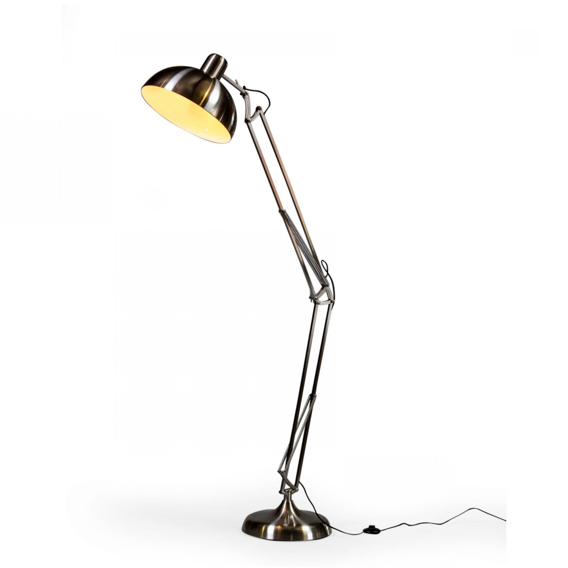 Brushed Steel Floor Lamp Angle Large Industrial Light Stylish Retro Poise For Brushed Steel Floor Lamps (Gallery 19 of 20)