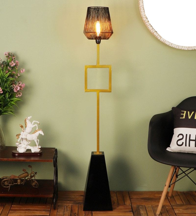 Buy Black Shade Floor Lamp With Mango Wood Basethe Lighting Hub Online  – Club Floor Lamps – Floor Lamps – Lamps And Lighting – Pepperfry Product Inside Mango Wood Floor Lamps (View 15 of 20)