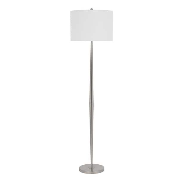 Cal Lighting 62 In. Brushed Steel Metal Indoor Floor Lamp With Shade  Bo 2980fl Bs – The Home Depot Regarding Stainless Steel Floor Lamps (Gallery 20 of 20)