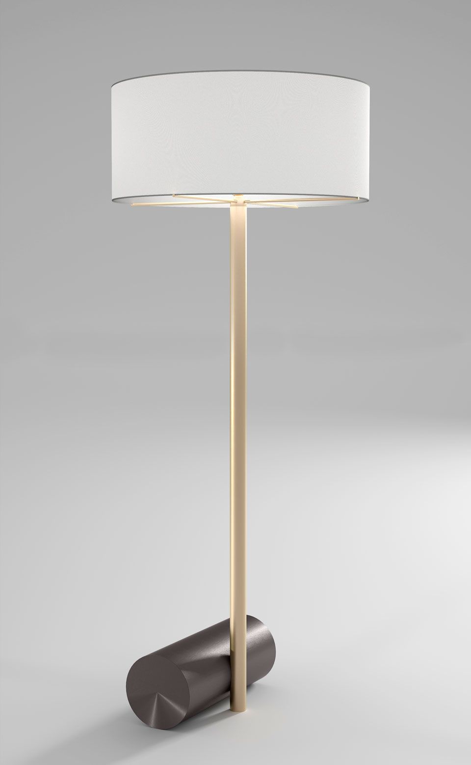 Calée Xl Large Floor Lamp, Cylindrical Base, Satin Brass And Graphite Cvl  Luminaires – Contemporary Lighting, Made In France, Massive Brass – Réf (View 13 of 20)