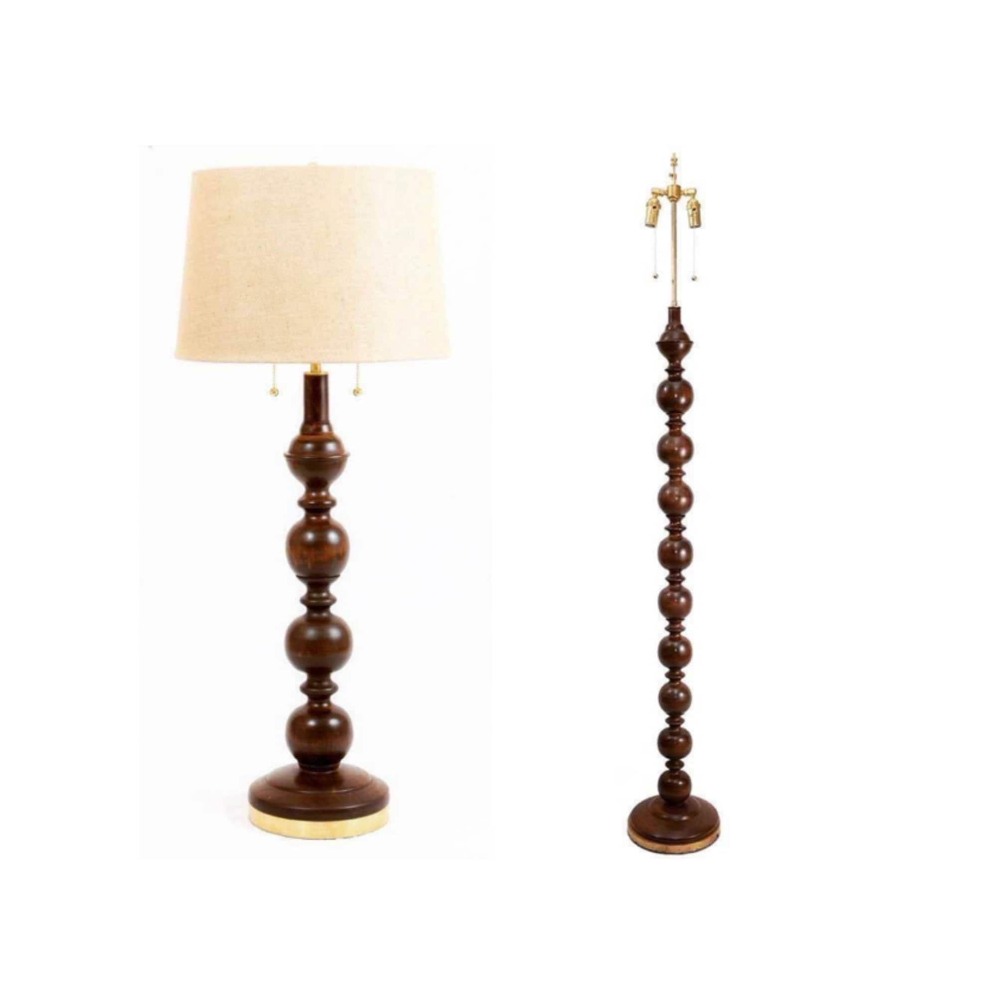 Cherry Floor And Table Lamp Set 2 Table Lamps 1 Floor Lamp – Etsy With Regard To Beeswax Finish Floor Lamps (View 15 of 20)