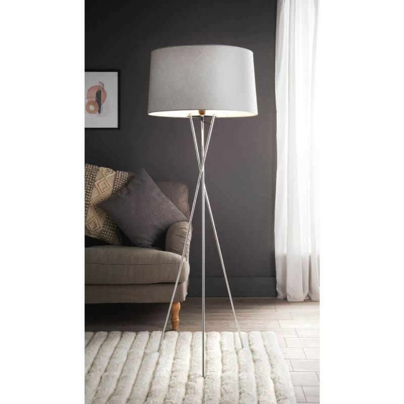 Chrome And Silver Tripod Floor Lamp | Lighting | Lamps – N&m Stores Within Tripod Floor Lamps (View 7 of 20)