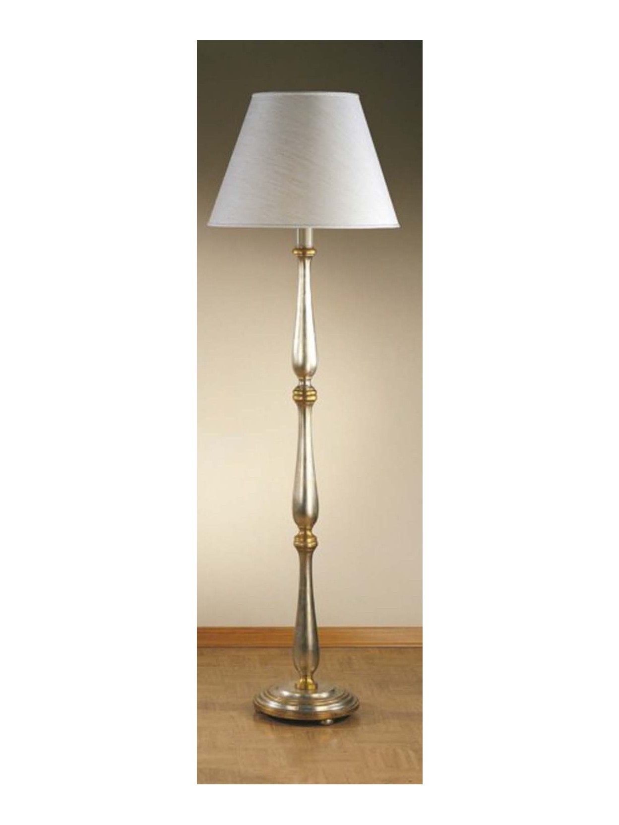 Classic Floor Lamp In Silver Gold Leaf Wood 1 Esse 70 / T Light Throughout Silver Floor Lamps (View 8 of 20)