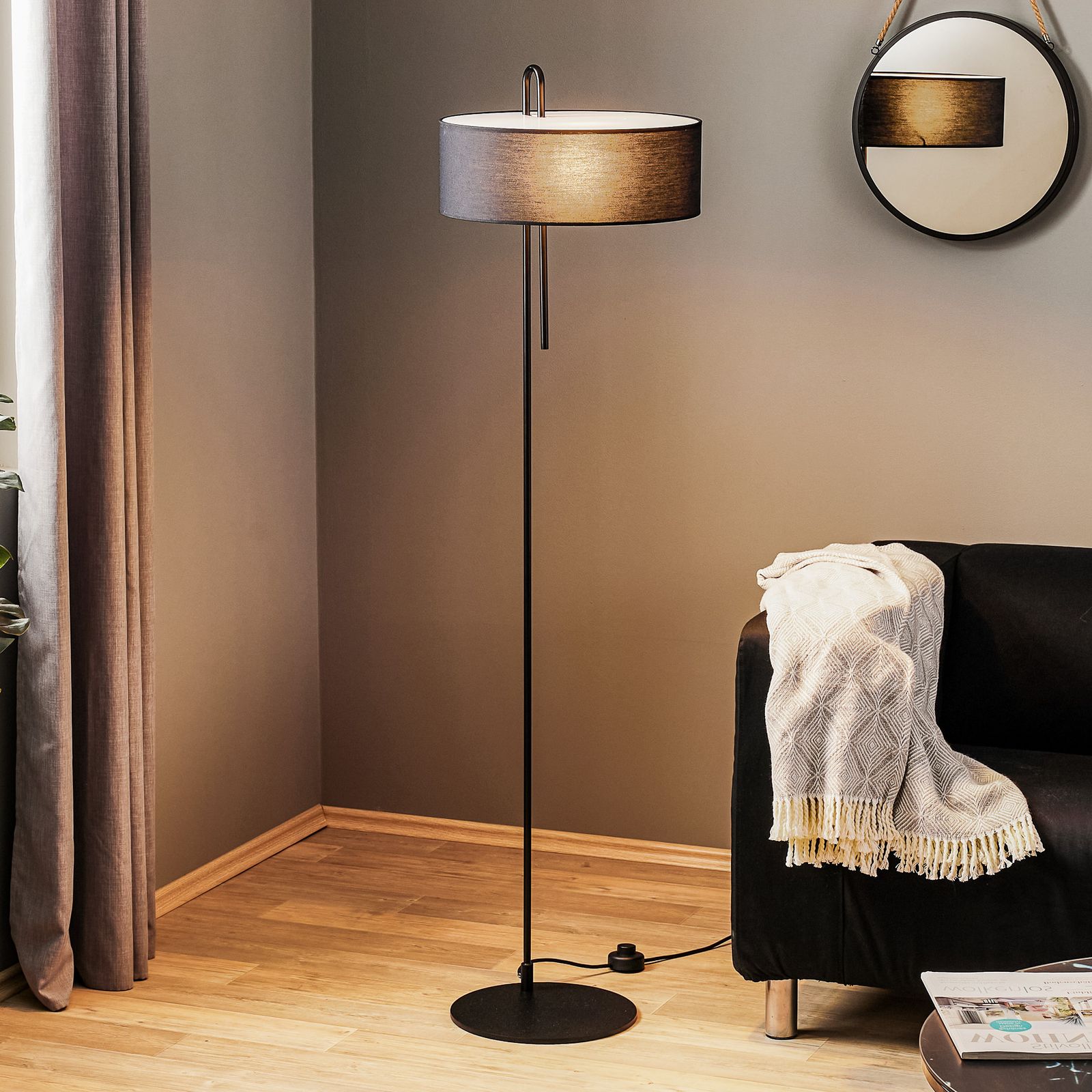 Clip Fabric Floor Lamp, Black, Height 150 Cm | Lights (View 4 of 20)