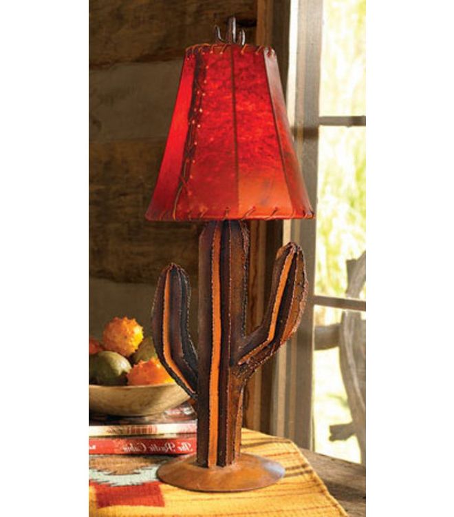 Desert Saguaro Cactus Iron Metal Table Lamp & Shade For Cactus Floor Lamps (View 13 of 20)