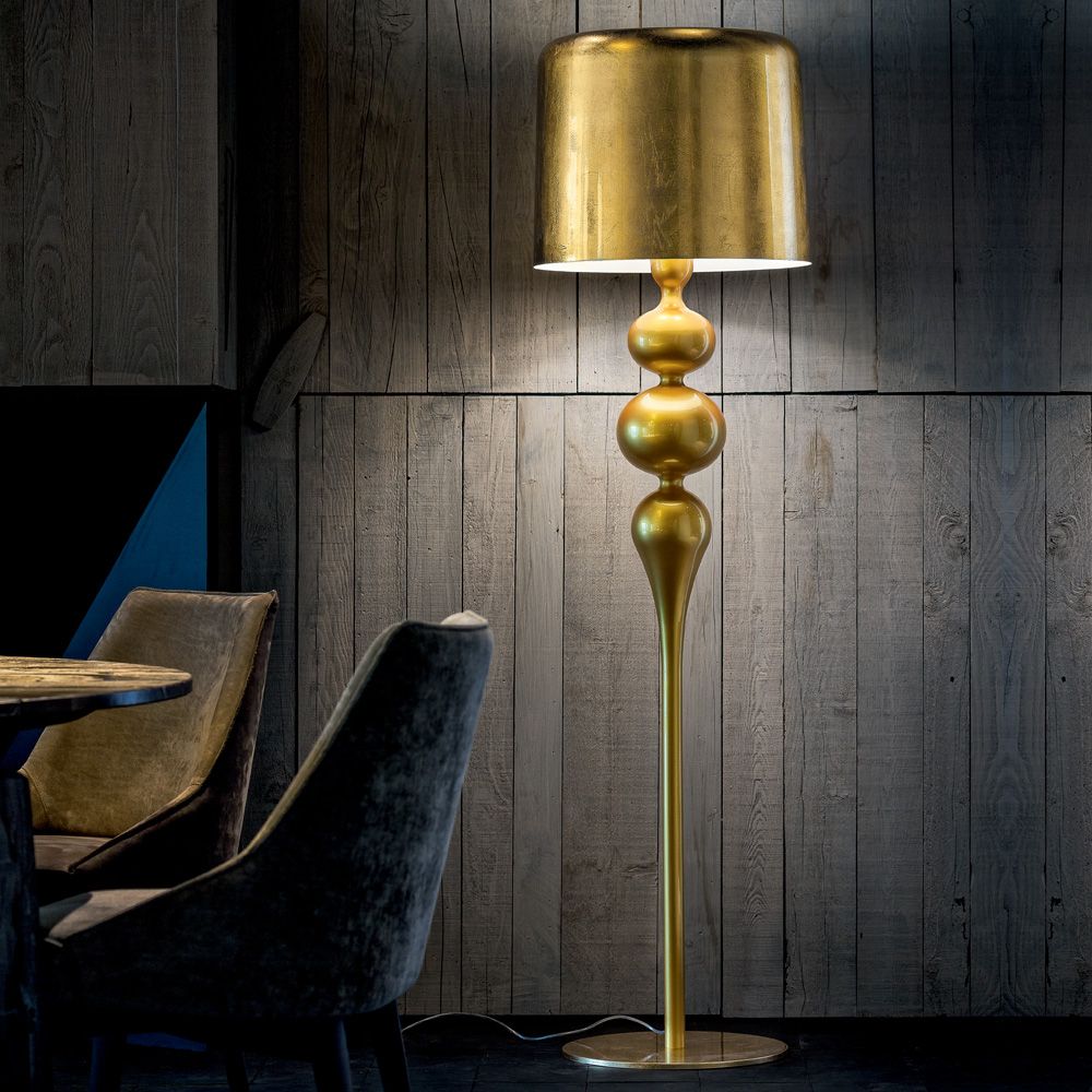 Designer Modern Gold Leaf Floor Lamp – Juliettes Interiors With Regard To Gold Floor Lamps (View 6 of 20)