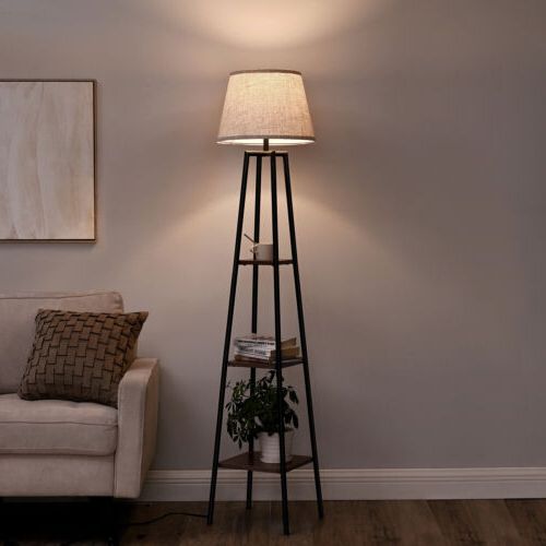 Dewenwils 65 Inch Column Floor Lamp With Shelves Wood Storage Reading  Lighting | Ebay In 58 Inch Floor Lamps (View 11 of 20)