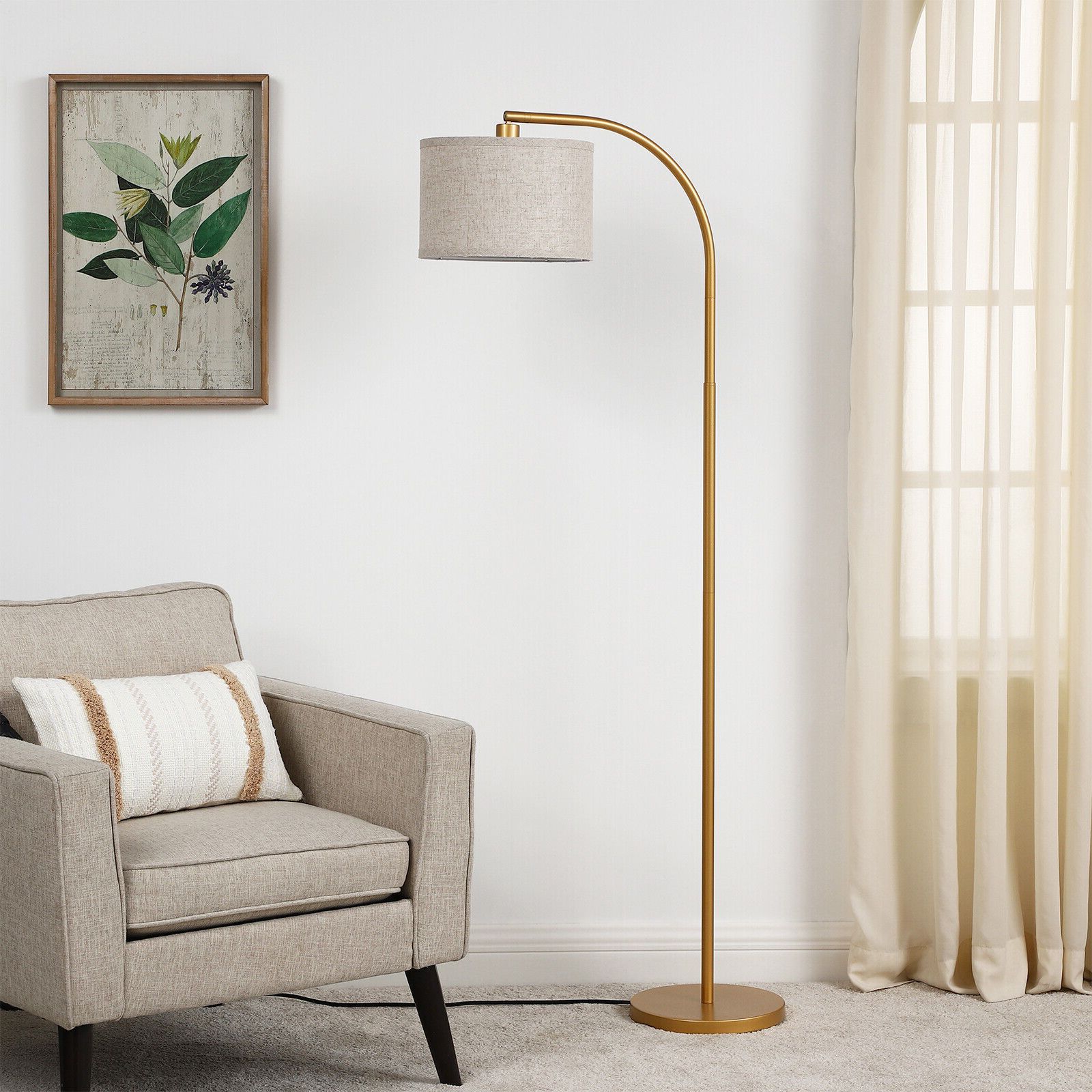Dewenwils Modern Arched Floor Lamps Adjustable Gold Standing Tall Arc Lamp  | Ebay With Regard To Gold Floor Lamps (View 2 of 20)