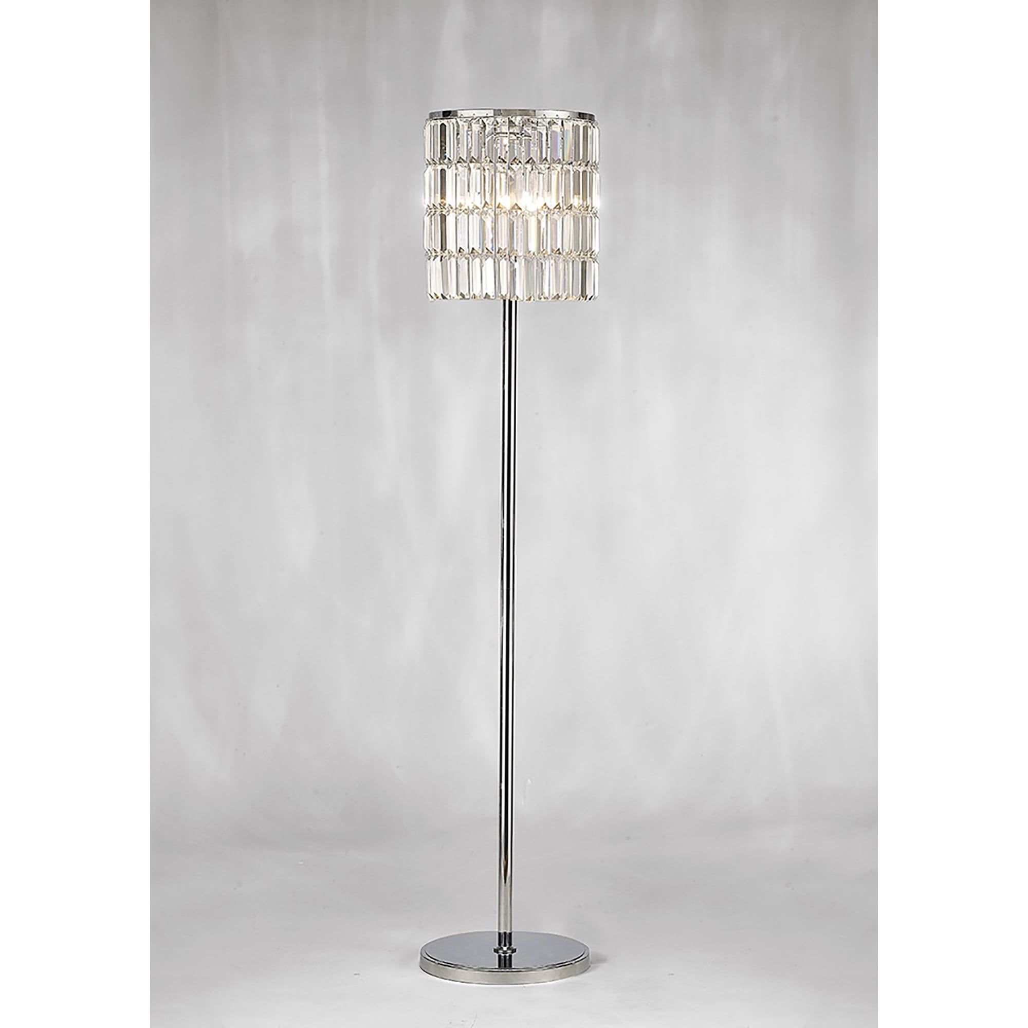Diyas Il30179 Torre 5 Light Floor Lamp With Polished Chrome Finish And  Crystal Rods N18035 – Indoor Lighting From Castlegate Lights Uk With Chrome Crystal Tower Floor Lamps (View 16 of 20)