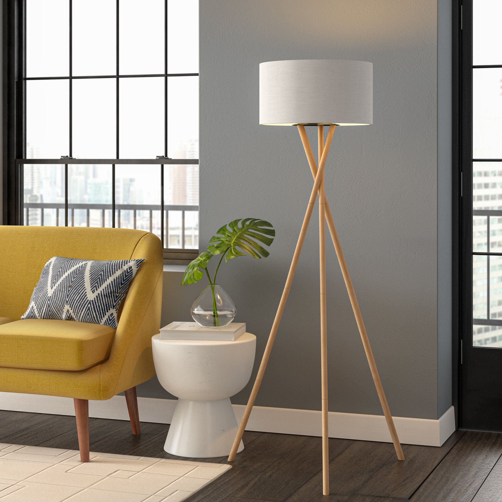 Ebern Designs Kennerson 60" Tripod Floor Lamp & Reviews | Wayfair Throughout Tripod Floor Lamps (View 15 of 20)