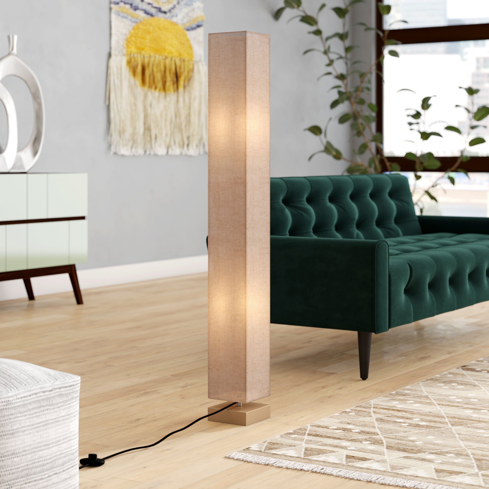 Ebern Designs Lopez 47" Column Floor Lamp & Reviews | Wayfair Pertaining To Pine Wood Floor Lamps (View 15 of 20)