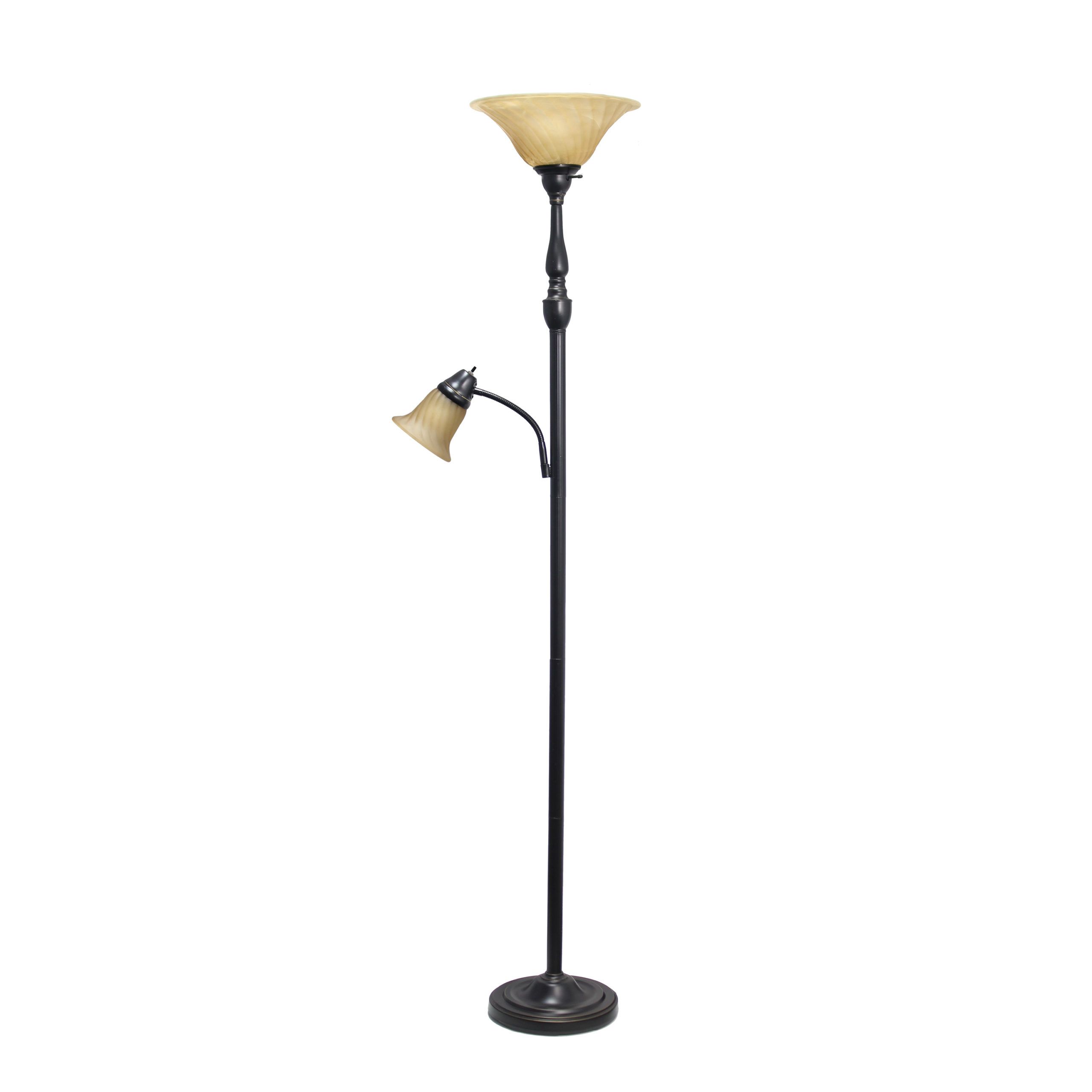 Elegant Designs 2 Light Mother Daughter Floor Lamp With Amber Marble Glass  Shades, Restoration Bronze And Amber | All The Rages For 2 Light Floor Lamps (View 2 of 20)