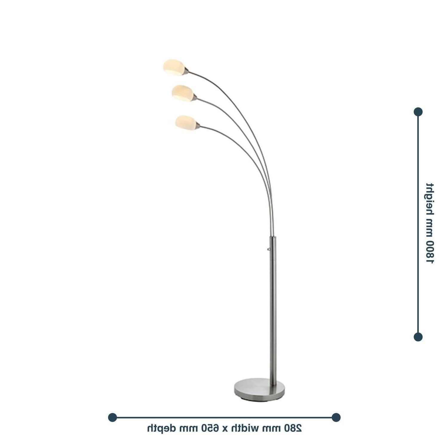 Endon – Jaspa – 76567 – Led Satin Nickel White Glass 3 Light Floor Lamp Regarding Glass Satin Nickel Floor Lamps (View 13 of 20)