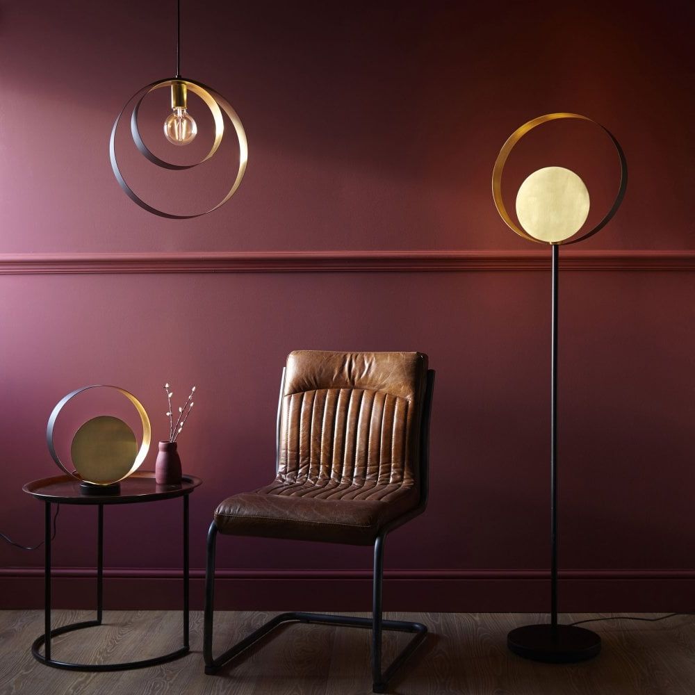 Endon Lighting Cal Floor Lamp In Satin Brass & Matt Black – Fitting & Style  From Dusk Lighting Uk With Regard To Satin Brass Floor Lamps (View 17 of 20)