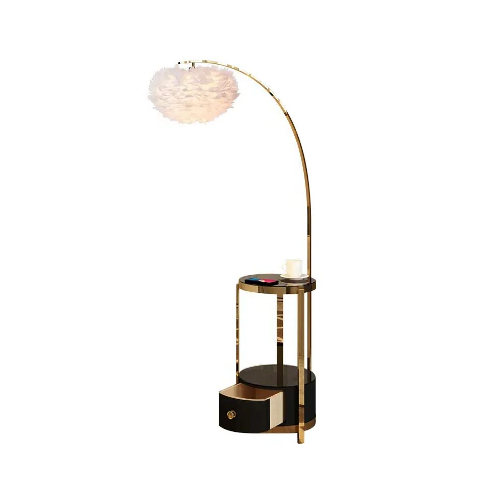 Feather Overarching Floor Lamp End Table With Wireless Charging & Usb  Port Homary Inside Floor Lamps With Usb (View 15 of 20)