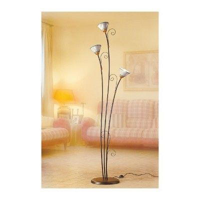 Floor Lamp 3 Lights In Wrought Iron With Dishes, Pierced And Decorated With  Vintage Style Rustic – Intended For 3 Light Floor Lamps (View 8 of 20)