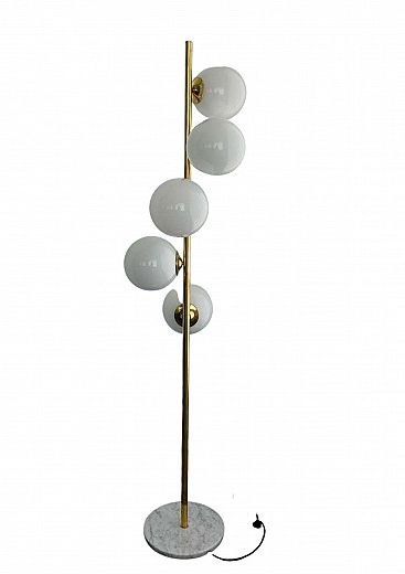 Floor Lamp In Glass And Metal With Marble Base, 80s | Intondo Intended For Marble Base Floor Lamps (View 16 of 20)
