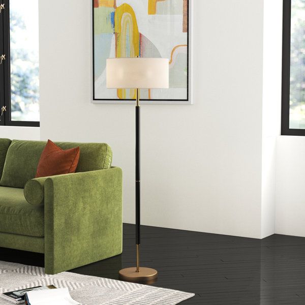 Floor Lamp With Linen Shade | Wayfair Regarding Textured Linen Floor Lamps (View 13 of 20)