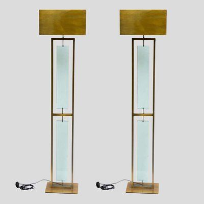 Fontana Arte Style Brass And Clear Glass Floor Lamps, Set Of 2 En Vente Sur  Pamono Regarding Clear Glass Floor Lamps (View 3 of 20)