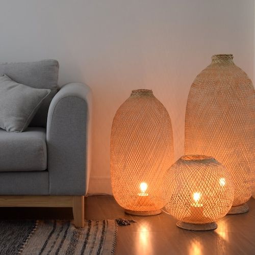 Freestanding Bamboo Floor Lamp Handmade Wooden Light Thai – Etsy Inside Natural Woven Floor Lamps (View 2 of 20)
