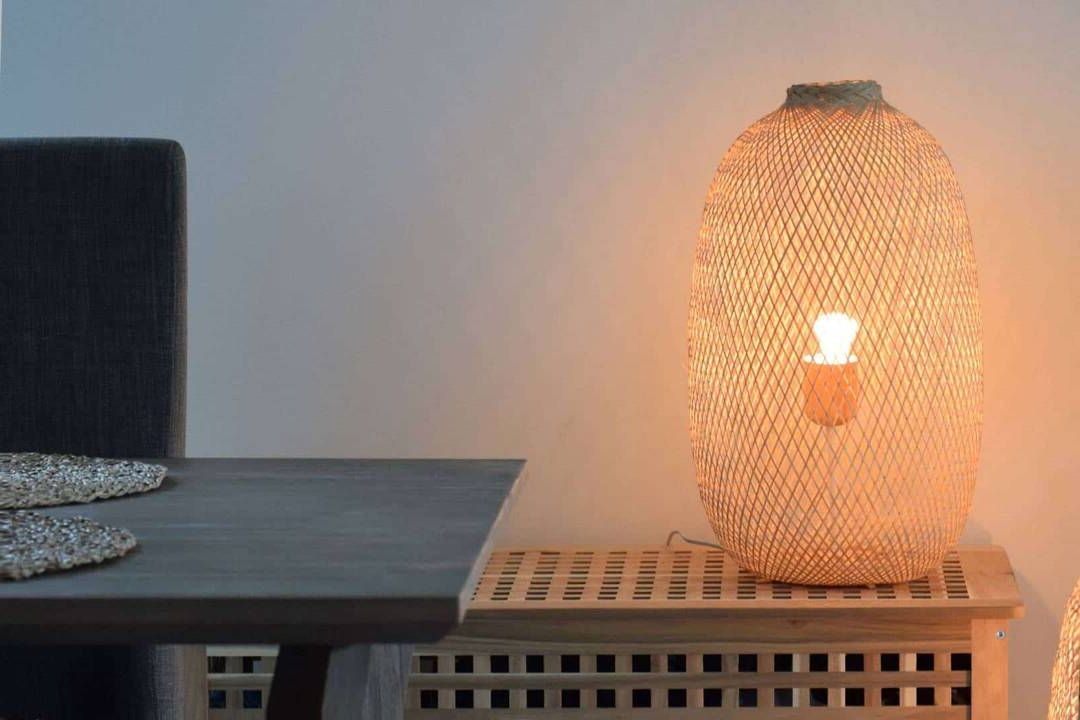 Freestanding Bamboo Floor Lamp – Handmade Wooden Light Thai Fishing Trap  Basket Natural Woven Boho Rustic – Our Hanging Pendant Reimagined! –  Lafactory Pertaining To Natural Woven Floor Lamps (View 3 of 20)