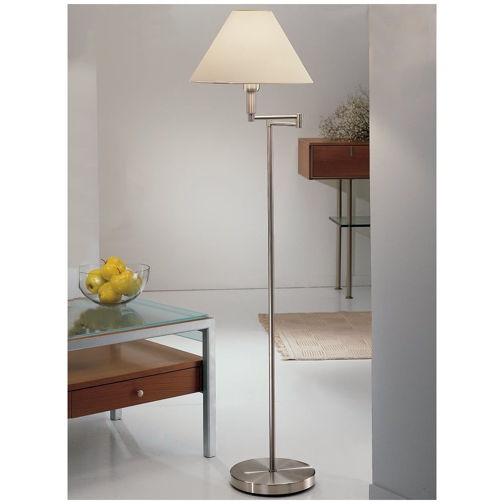 Fundamental Satin Nickel Standard Floor Lamp Swing Arm | Ideas4lighting With Glass Satin Nickel Floor Lamps (Gallery 19 of 20)