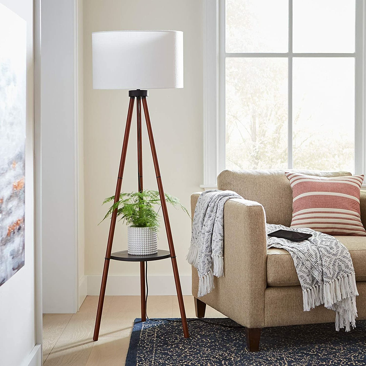 George Oliver Asberry 61" Led Tripod Floor Lamp & Reviews | Wayfair Intended For Wood Tripod Floor Lamps (View 10 of 20)