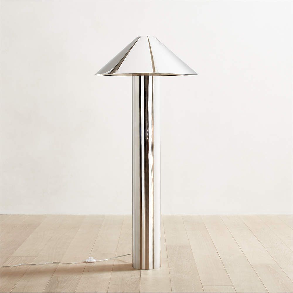 Gigi Modern Polished Stainless Steel Floor Lamp + Reviews | Cb2 Pertaining To Silver Steel Floor Lamps (View 11 of 20)