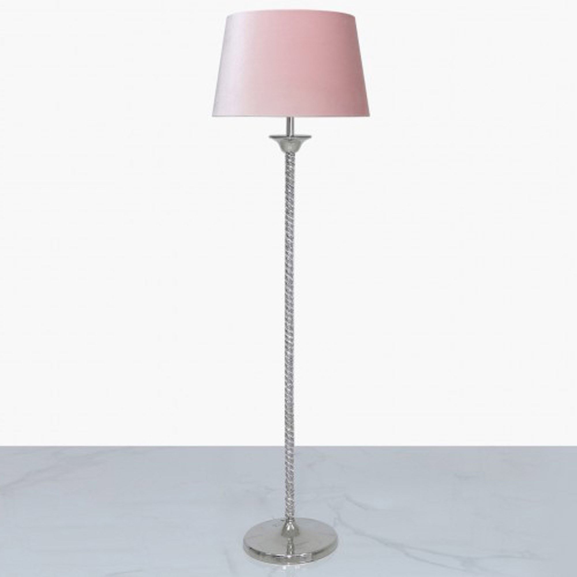 Glitz Twist Floor Lamp With Blush Pink Velvet Shade | Floor Lamps Within Pink Floor Lamps (View 2 of 20)