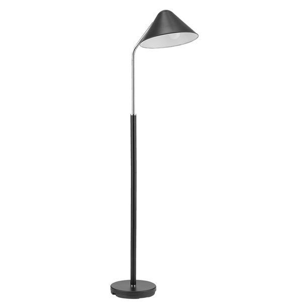 Globe Electric Hayes Matte Black Floor Lamp With Chrome Accent And Mushroom  Shade – 63 In 67606 | Rona Pertaining To Matte Black Floor Lamps (View 10 of 20)