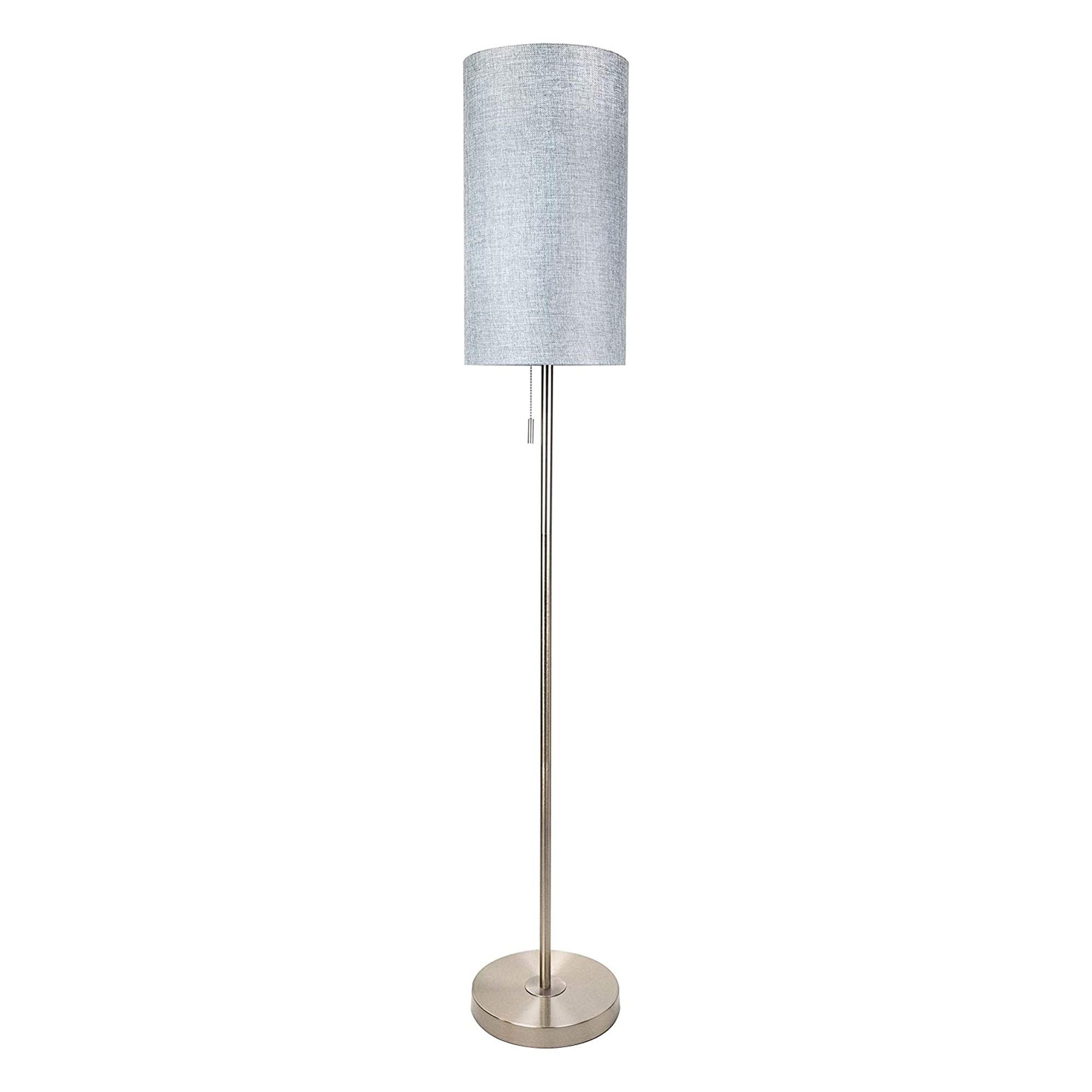 Grandview Gallery 62 In Slim Floor Lamp W/ Grey Linen Shade, Brushed Nickel  – Walmart Within 62 Inch Floor Lamps (View 8 of 20)