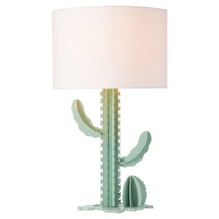 Green Metal Cactus Display Table Lamp Throughout Cactus Floor Lamps (View 15 of 20)