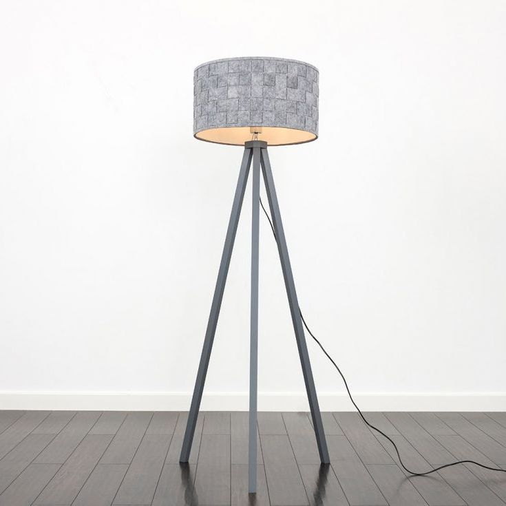 Grey Tripod Floor Lamp Grey Monza Shade | Iconic Lights Throughout Grey Shade Floor Lamps (View 17 of 20)