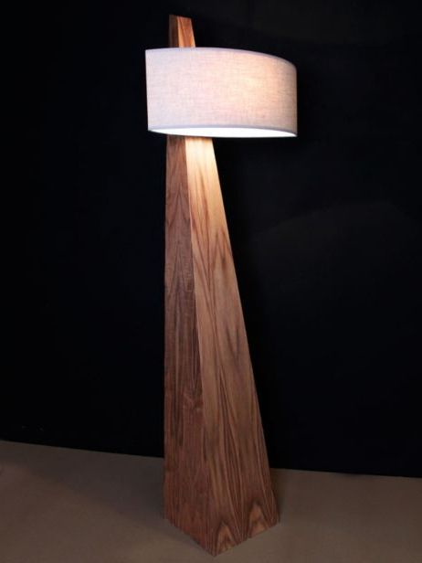 Handcrafted Angled Wooden Floor Lamp Within Oak Floor Lamps (View 9 of 20)