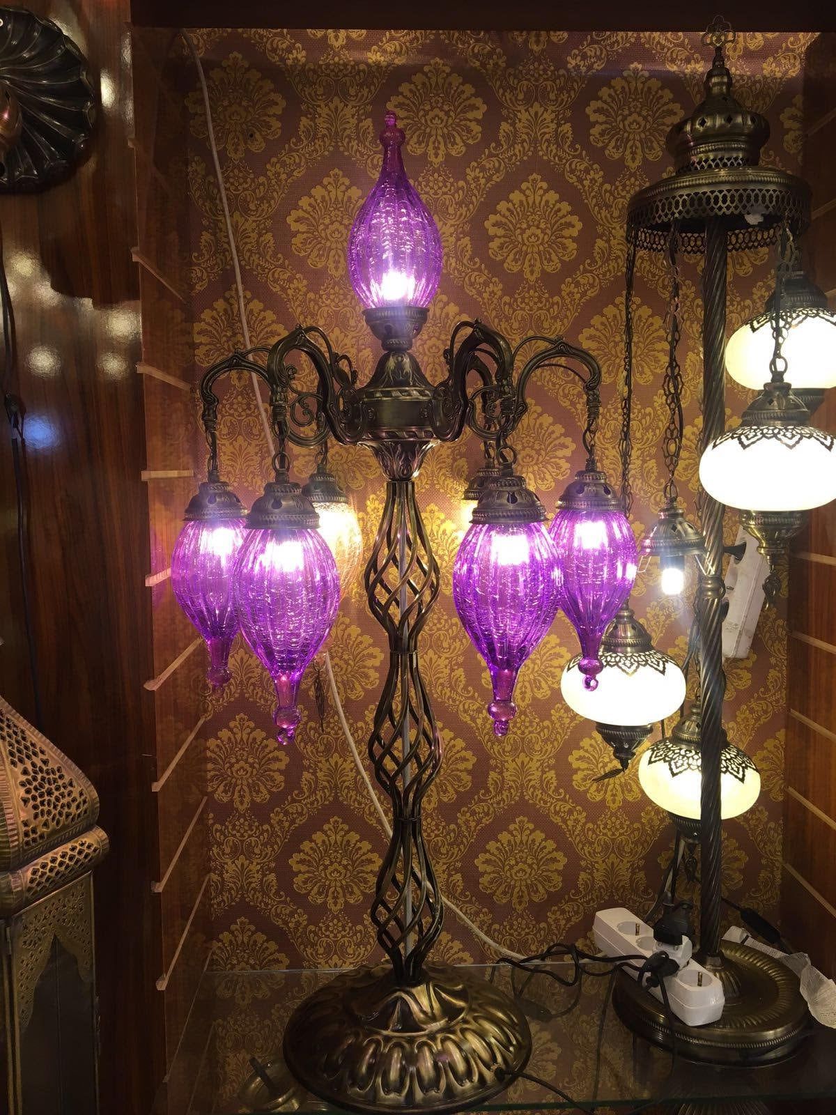 Handmade Oriental Floor Lamp Blown Glass Floor Lamp Turkish – Etsy With Regard To Purple Floor Lamps (View 6 of 20)