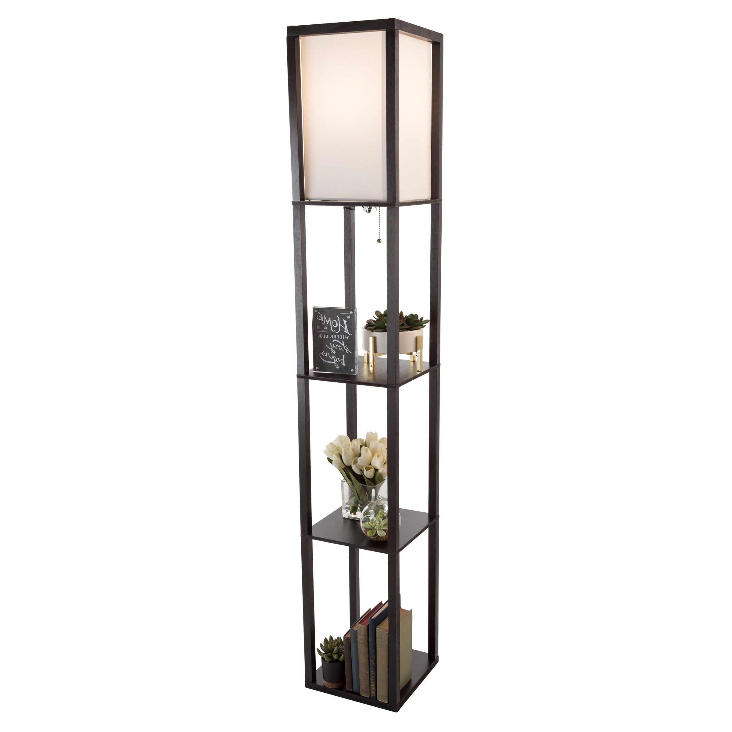 Hastings Home Led Floor Lamp With 3 Shelves, Black  (View 13 of 20)